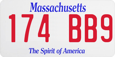 MA license plate 174BB9