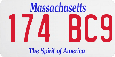 MA license plate 174BC9