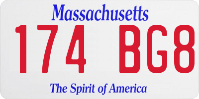 MA license plate 174BG8