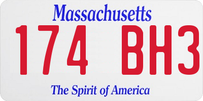 MA license plate 174BH3