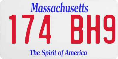 MA license plate 174BH9
