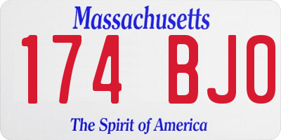 MA license plate 174BJ0