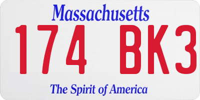 MA license plate 174BK3