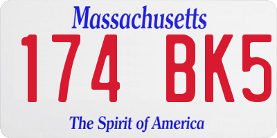 MA license plate 174BK5