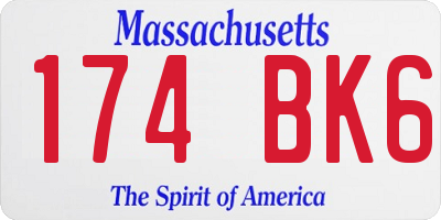 MA license plate 174BK6