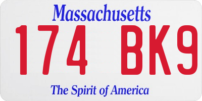 MA license plate 174BK9