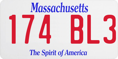 MA license plate 174BL3