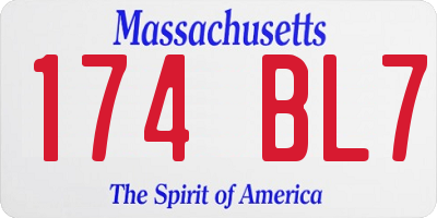 MA license plate 174BL7