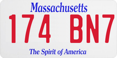 MA license plate 174BN7