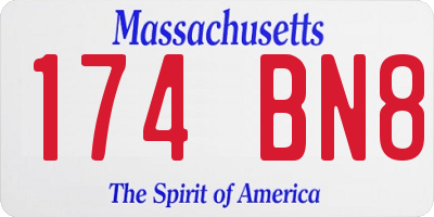 MA license plate 174BN8