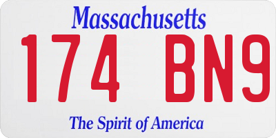 MA license plate 174BN9