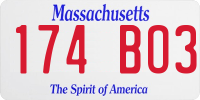 MA license plate 174BO3