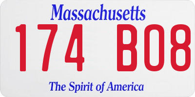 MA license plate 174BO8