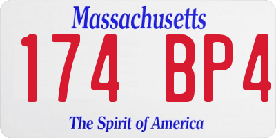 MA license plate 174BP4