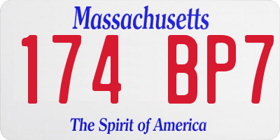 MA license plate 174BP7