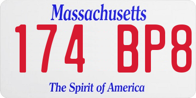 MA license plate 174BP8