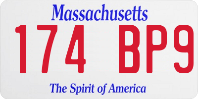 MA license plate 174BP9