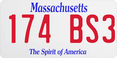 MA license plate 174BS3