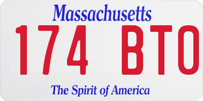 MA license plate 174BT0