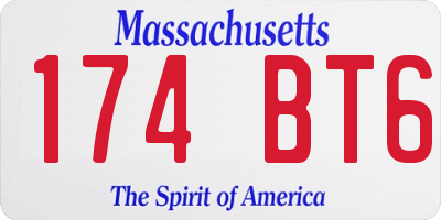 MA license plate 174BT6