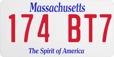 MA license plate 174BT7