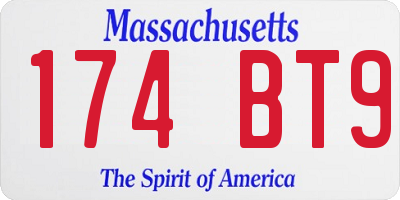 MA license plate 174BT9