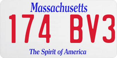 MA license plate 174BV3