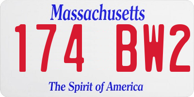 MA license plate 174BW2