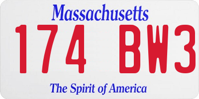 MA license plate 174BW3