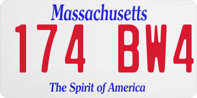 MA license plate 174BW4