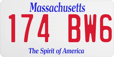 MA license plate 174BW6