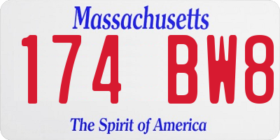MA license plate 174BW8