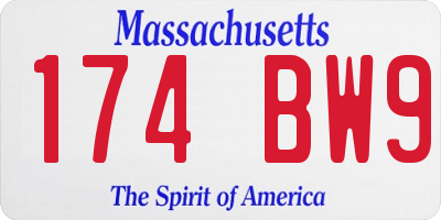 MA license plate 174BW9