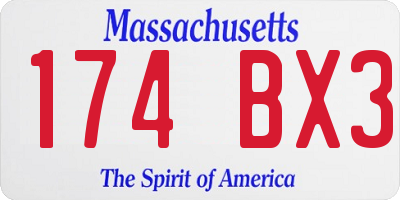 MA license plate 174BX3