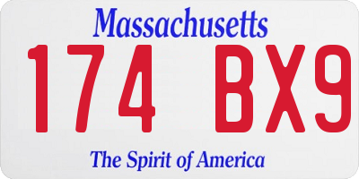 MA license plate 174BX9