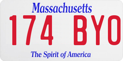MA license plate 174BY0