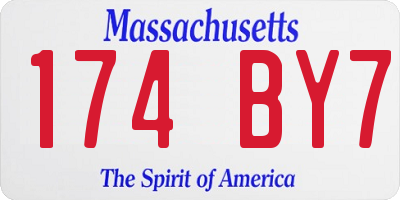 MA license plate 174BY7