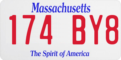 MA license plate 174BY8