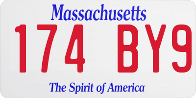 MA license plate 174BY9