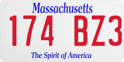 MA license plate 174BZ3