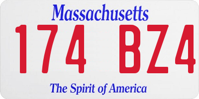 MA license plate 174BZ4