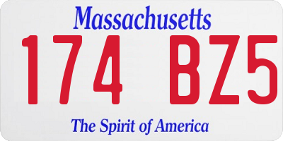 MA license plate 174BZ5
