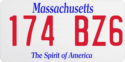 MA license plate 174BZ6