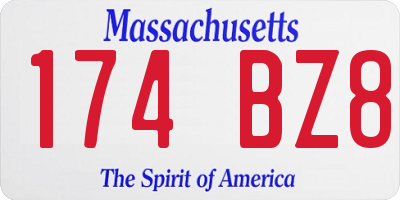 MA license plate 174BZ8