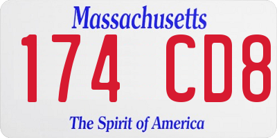 MA license plate 174CD8