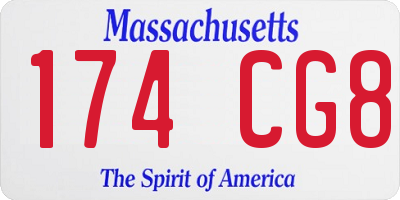MA license plate 174CG8