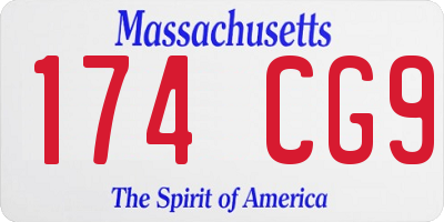 MA license plate 174CG9