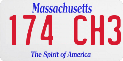 MA license plate 174CH3