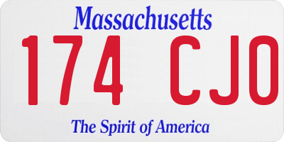 MA license plate 174CJ0