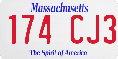 MA license plate 174CJ3